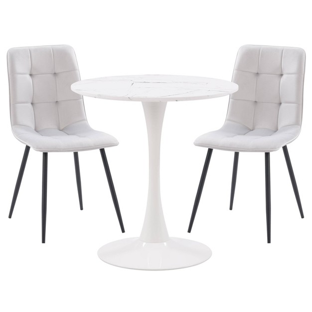 3pcs Ivo Pedestal Bistro Dining Set With Chairs Corliving