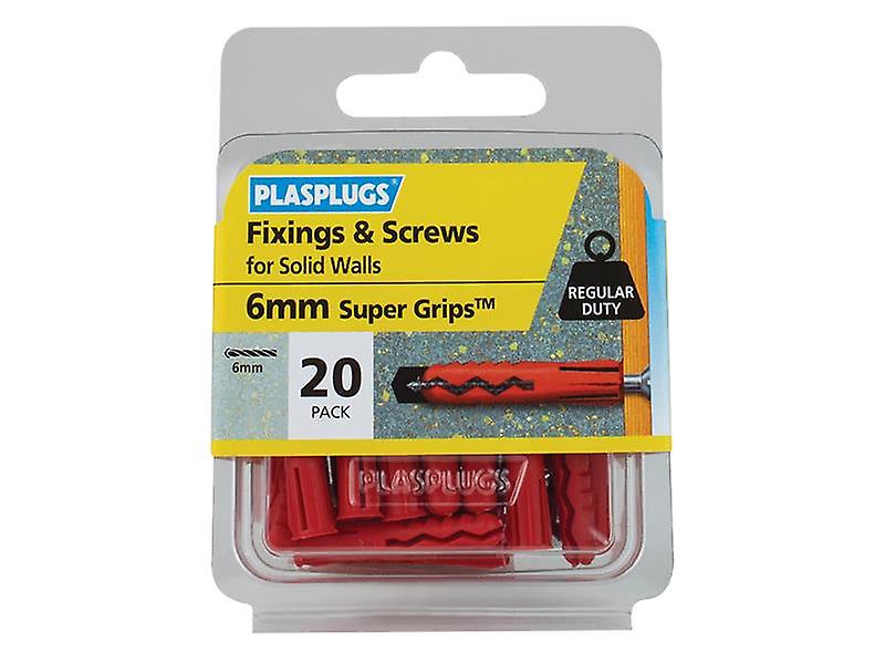 Plasplugs Solid Wall Super Grips™ Fixings Red and Screws Pack of 20 SWRS20