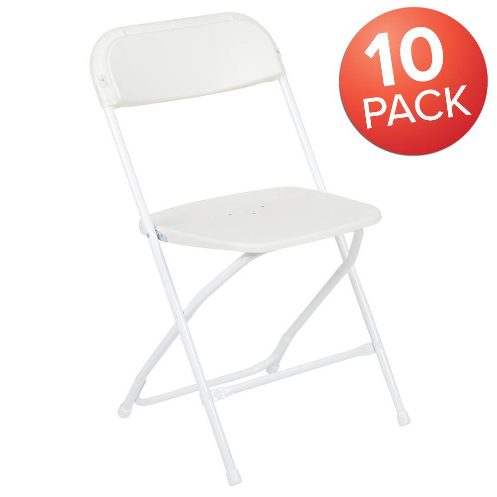 Carnegy Avenue White Metal Folding Chair (Set of 10) CGA-LE-3590-WH-HD