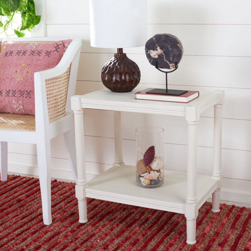 Earlene Rectangle Accent Table Distressed White   Traditional   Side Tables And End Tables   by AED Luxury Home Decor  Houzz