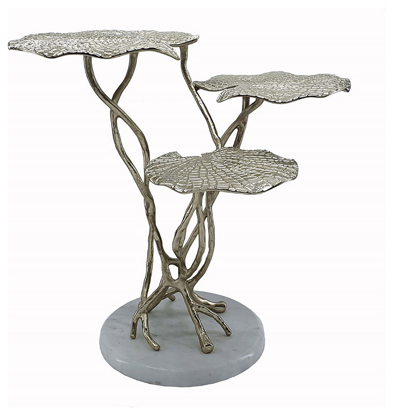 Three Tiered End or Side Table  Gold Aluminum/White Marble   Contemporary   Side Tables And End Tables   by GwG Outlet  Houzz