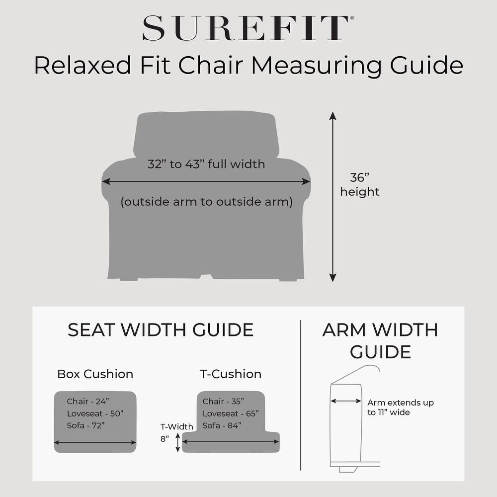 SureFit Heavyweight Cotton Duck One Piece Chair Slipcovers with Seat Elastic