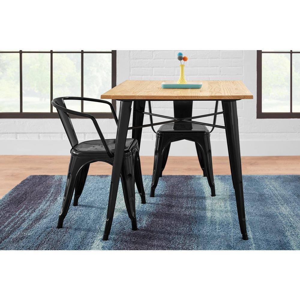 StyleWell Black Metal Dining Chair (Set of 2) (20 in. W x 28 in. H) CM805-18-BLK