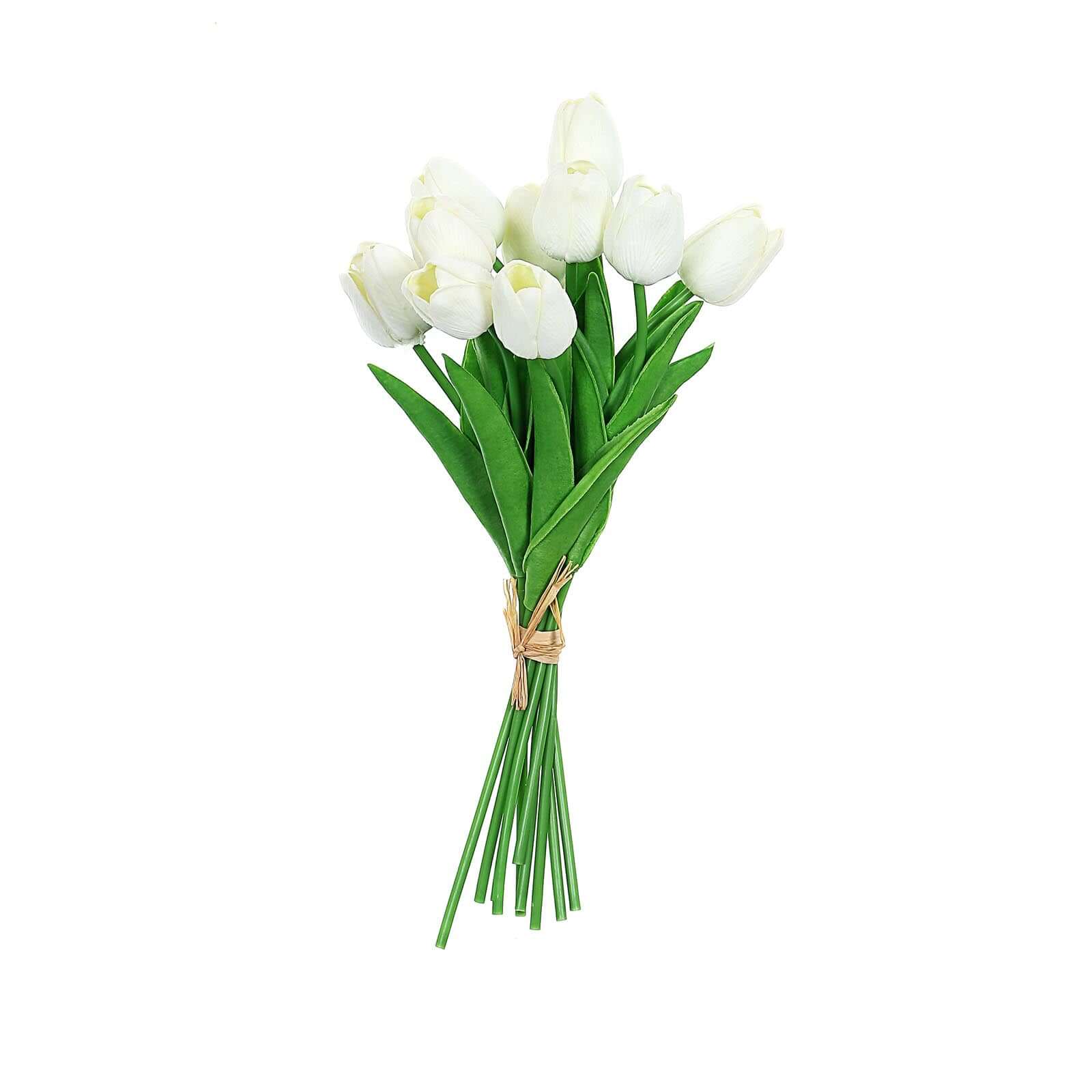 10 Stems White Real Touch Artificial Foam Tulip Flower Bouquets 13