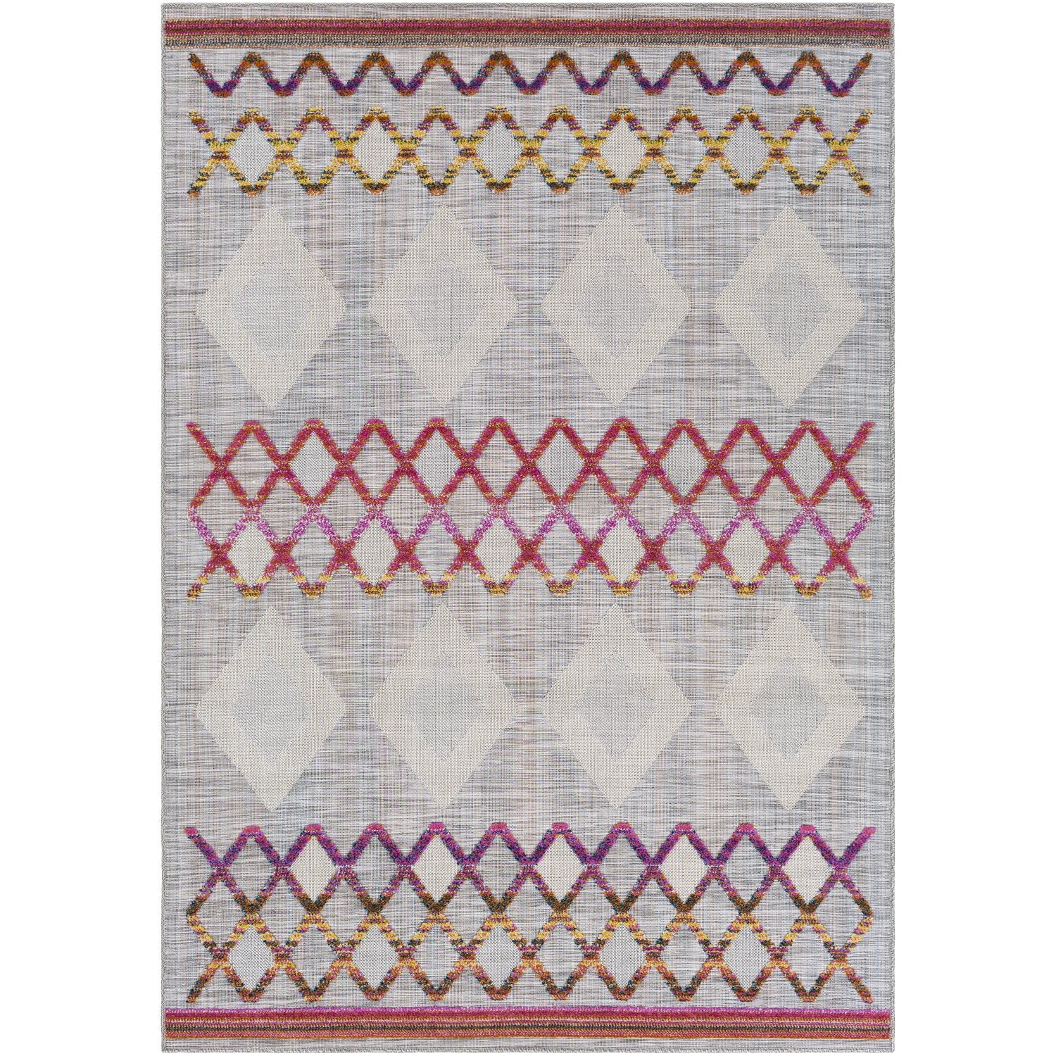 Murcia Indoor/Outdoor Rug in Bright Pink, Navy, Bright Orange, Bright Yellow, Cream, Taupe