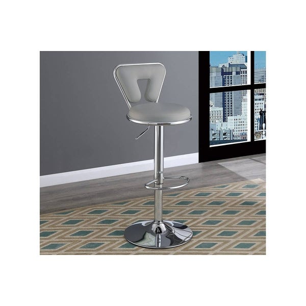 Adjustable Bar stool Gas lift Chair Faux Leather Chrome Base metal frame Modern Stylish Set of 2 Chairs