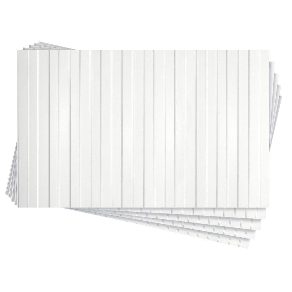 DPI DECORATIVE PANELS INTERNATIONAL 316 in. x 32 in. x 48 in. Paintable White Bead Hardboard Wainscoting Panel (5-Pack) 53.33 sq. ft. HD14732485