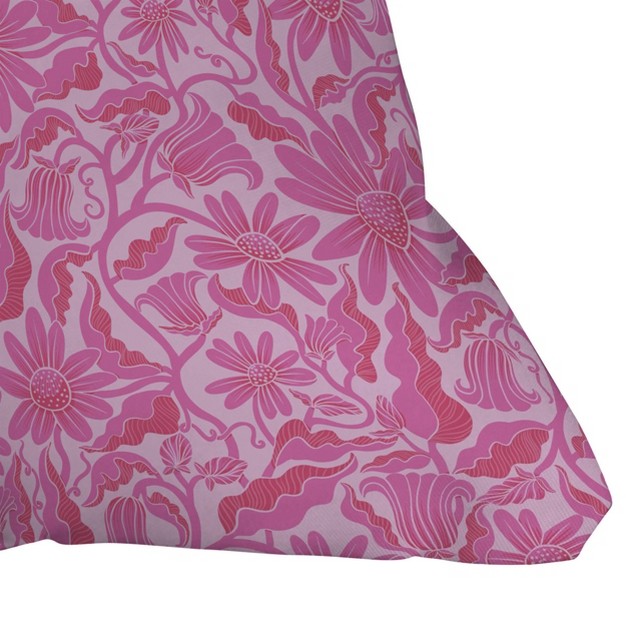 Sewzinski Monochrome Florals Outdoor Throw Pillow Pink Deny Designs