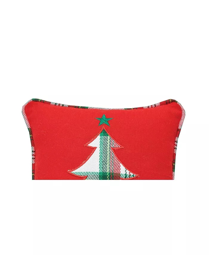 CandF Home Plaid Christmas Tree Applique Throw Pillow