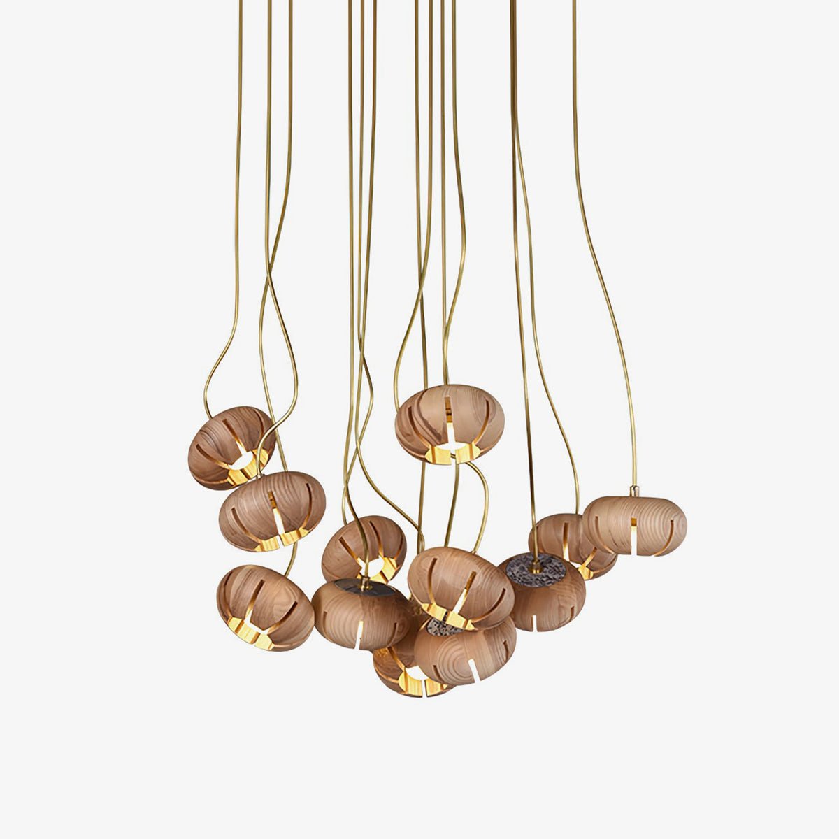 Wood Pumpkin Cluster Chandelier