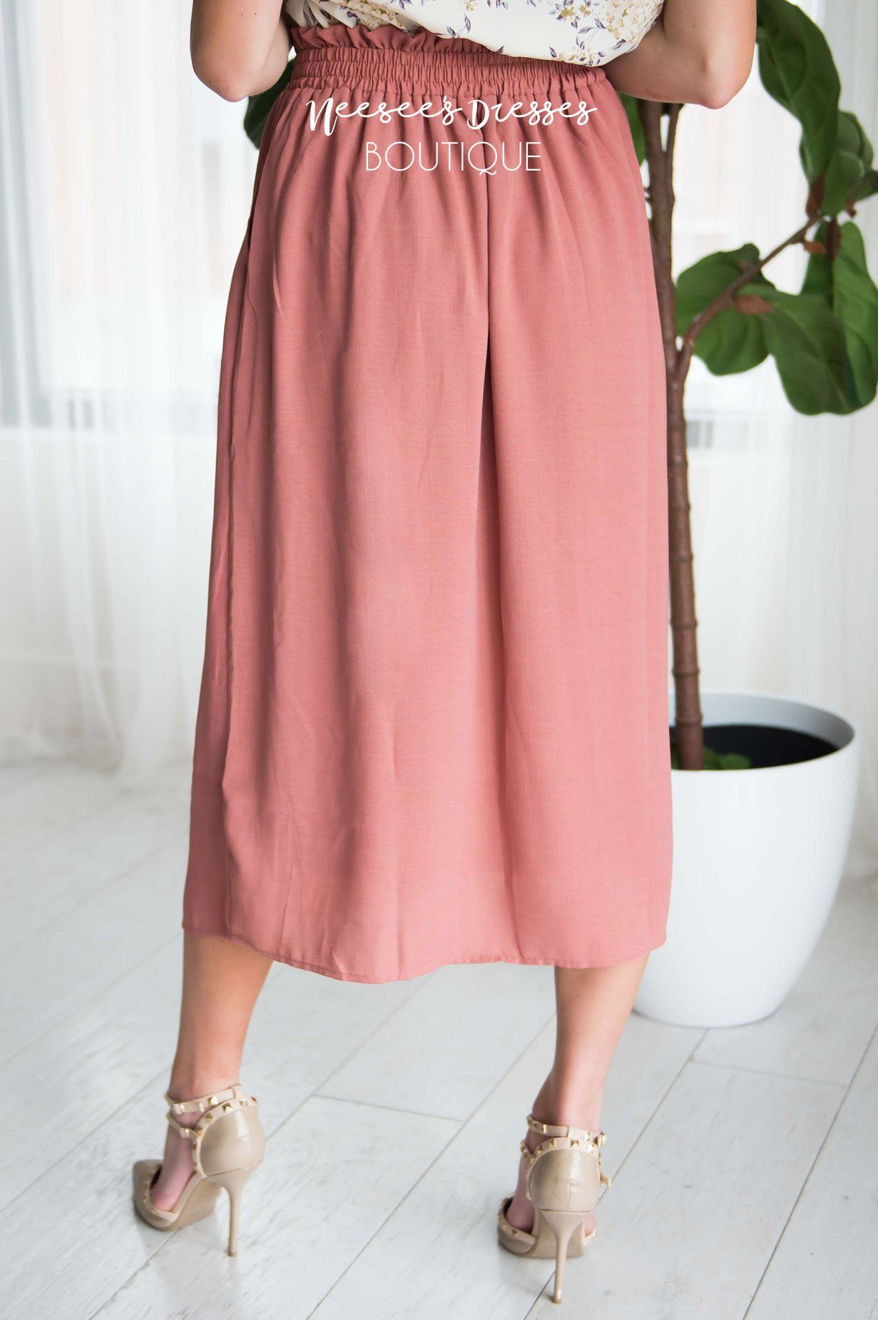 Dusty Rose Smock Waist Skirt