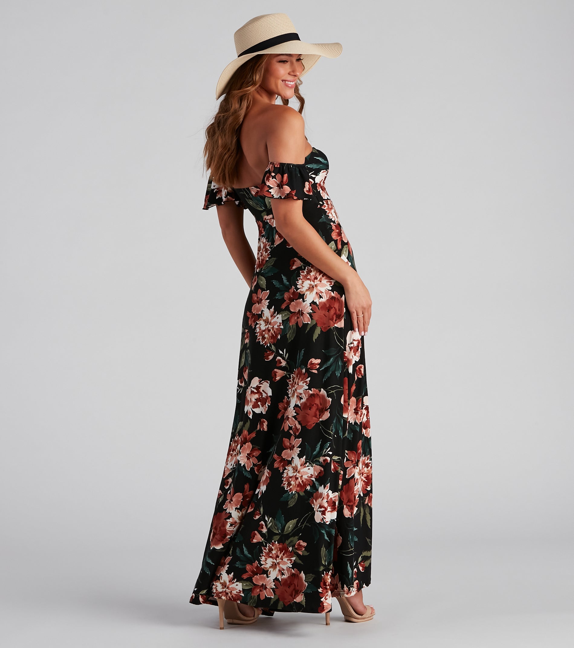 Vineyard Floral Slit Maxi Dress