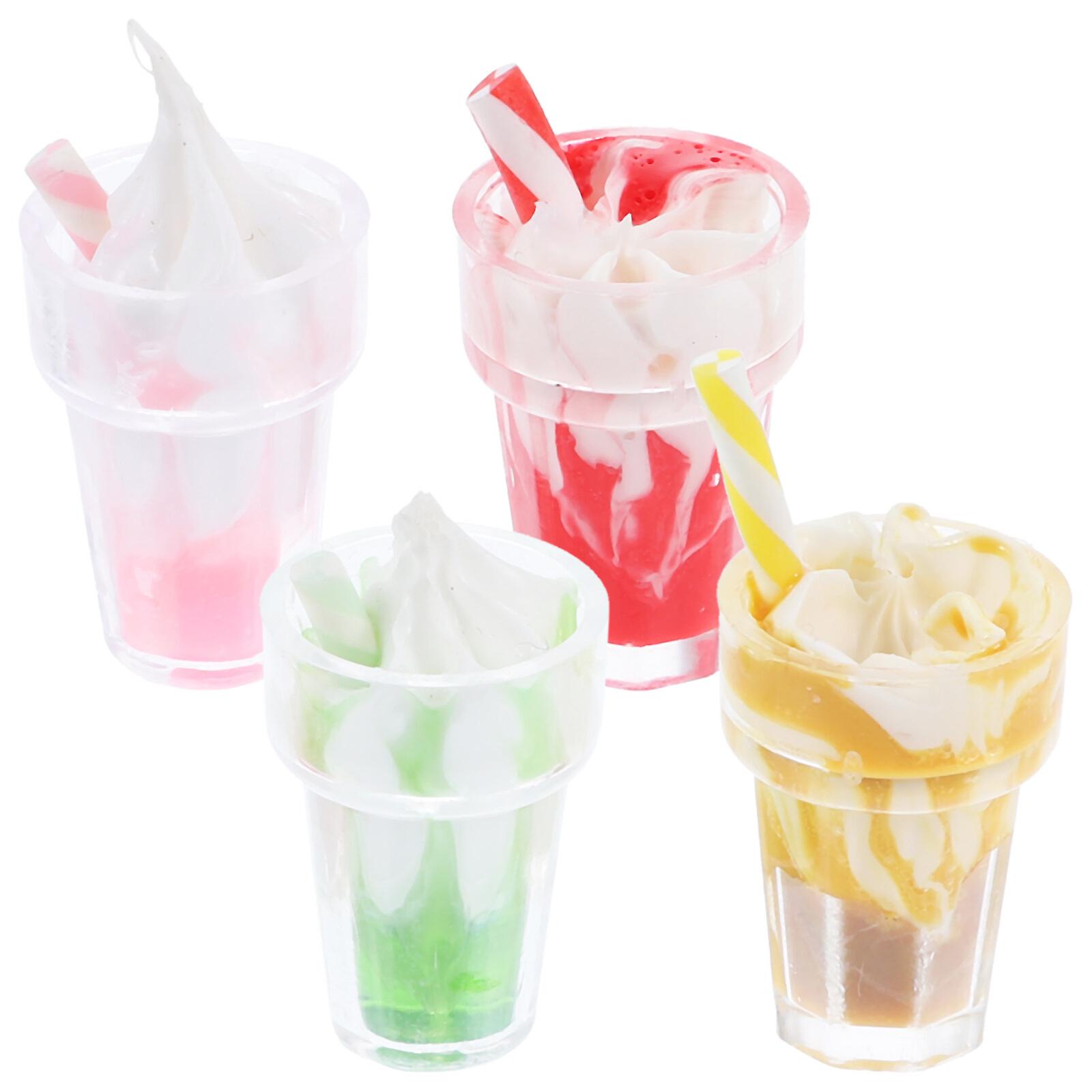 4pcs Miniature Ice Cream Decorations Doll House Layout Ice Cream Props For Drink Shop Random Color