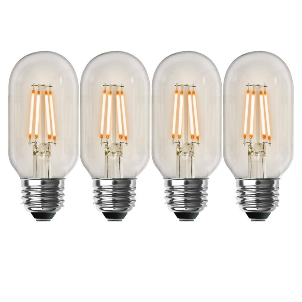 Feit Electric 40-Watt Equivalent T14 Dimmable Straight Filament Clear Glass Vintage Edison LED Light Bulb Soft White (4-Pack) T1440927CAHDRP4