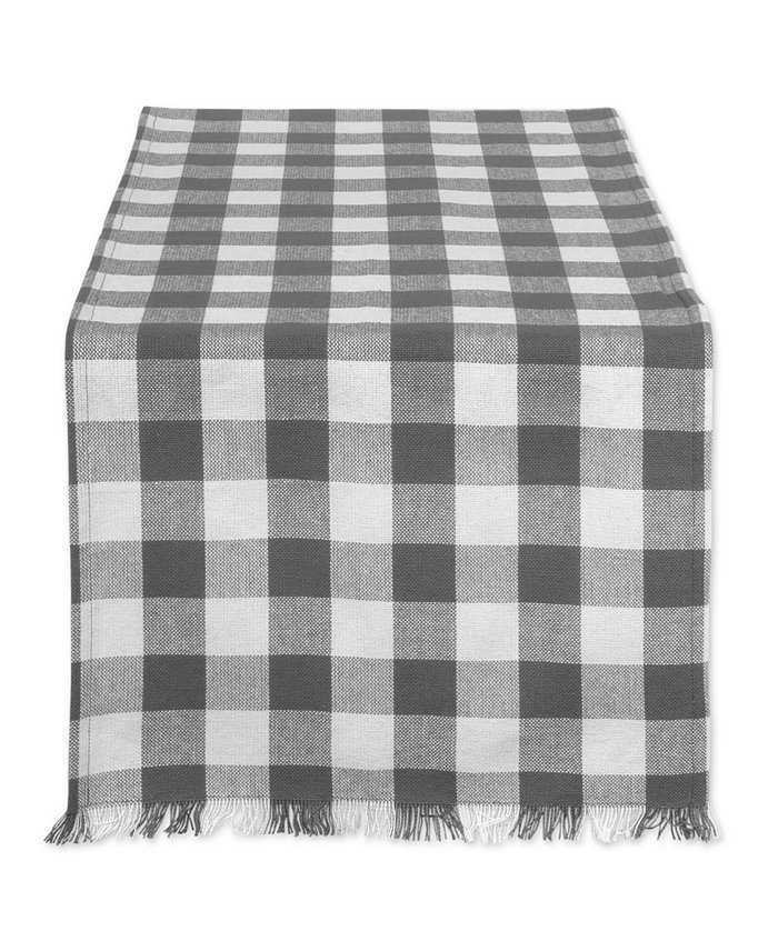 Design Imports Heavyweight Check Fringed Table Runner 14 x 72