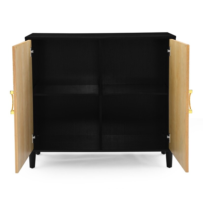 2 Doors Elegant Buffet Sideboard  Black+Natural