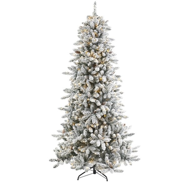 7.5' Flocked Livingston Fir Christmas Tree with 500 Clear Lights