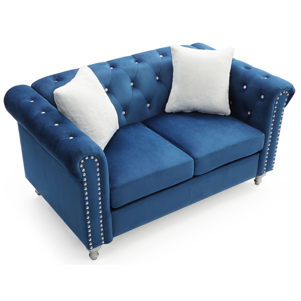 Raisa Microsuede Velvet Tufted Loveseat