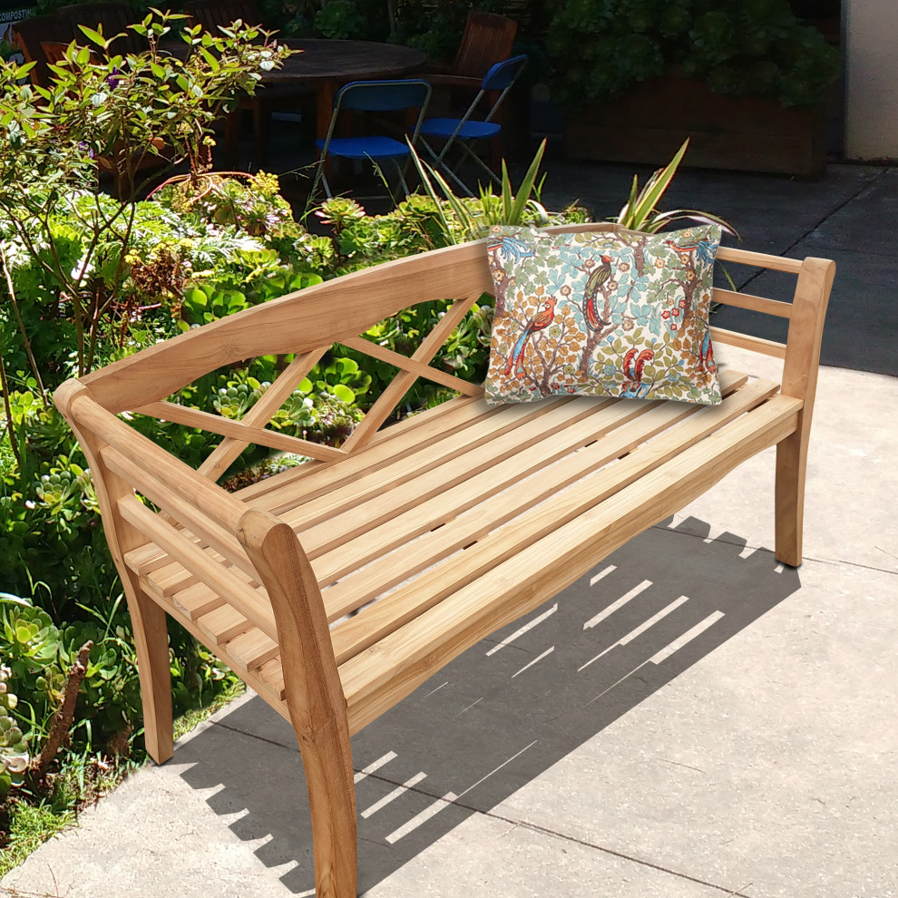 Seven Seas Teak Montana Outdoor Wood Patio Bench  5  x27  Transitional   Outdoor Benches   by Chic Teak  Houzz