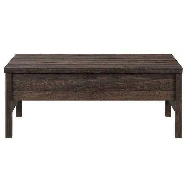 Coffee Table with Lift Top Storage and Cross Side Panel， Brown