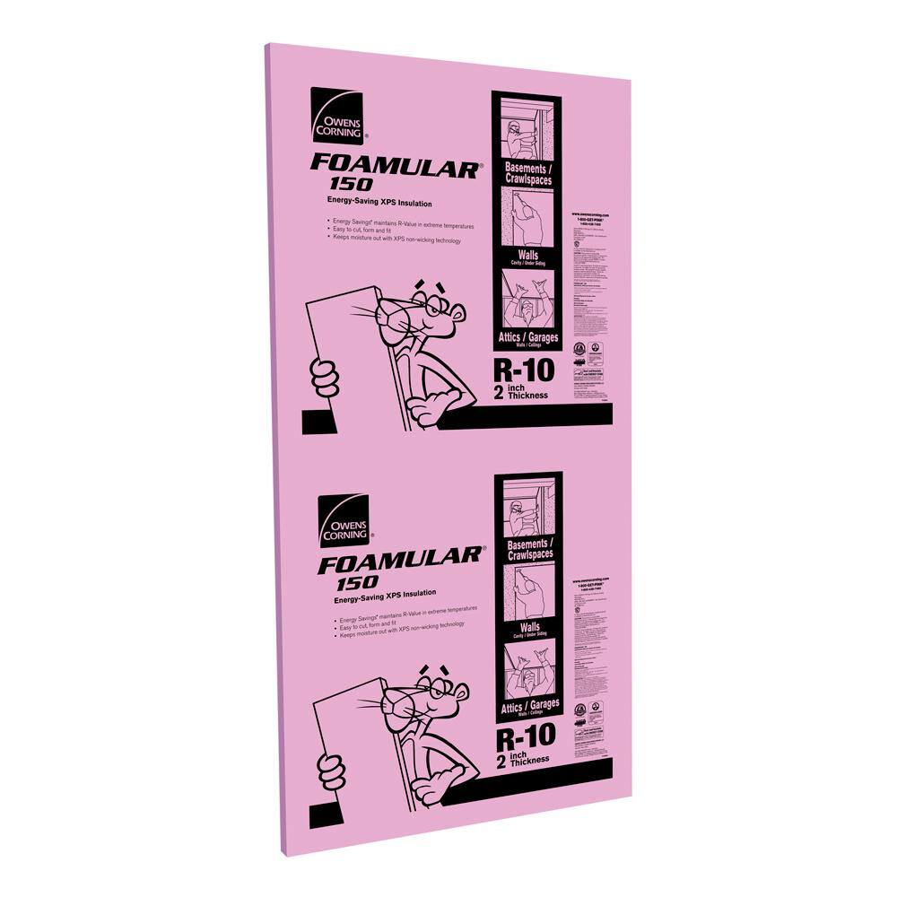 Owens Corning FOAMULAR 150 2 in. x 4 ft. x 8 ft. R-10 Unfaced Squared Edge Insulation Sheathing 6W