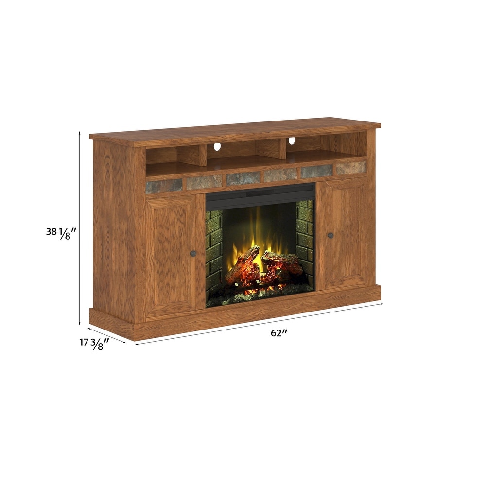 Bridgevine Home 62 inch Electric Fireplace TV Stand for TVs up to 70 inches  No Assembly Required