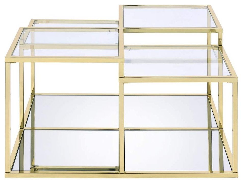 Unique Coffee Table  Golden Frame With 4 Tiered Glass Top and Lower Shelf   Contemporary   Coffee Tables   by Decorn  Houzz