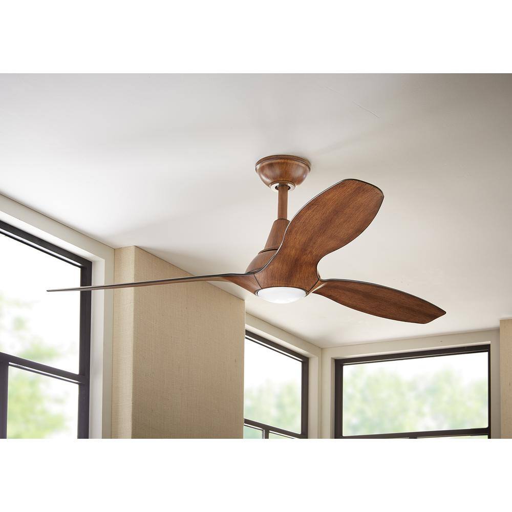 Home Decorators Collection Tidal Breeze 56 in. LED Indoor Distressed Koa Ceiling Fan with Light Kit and Remote Control 54662