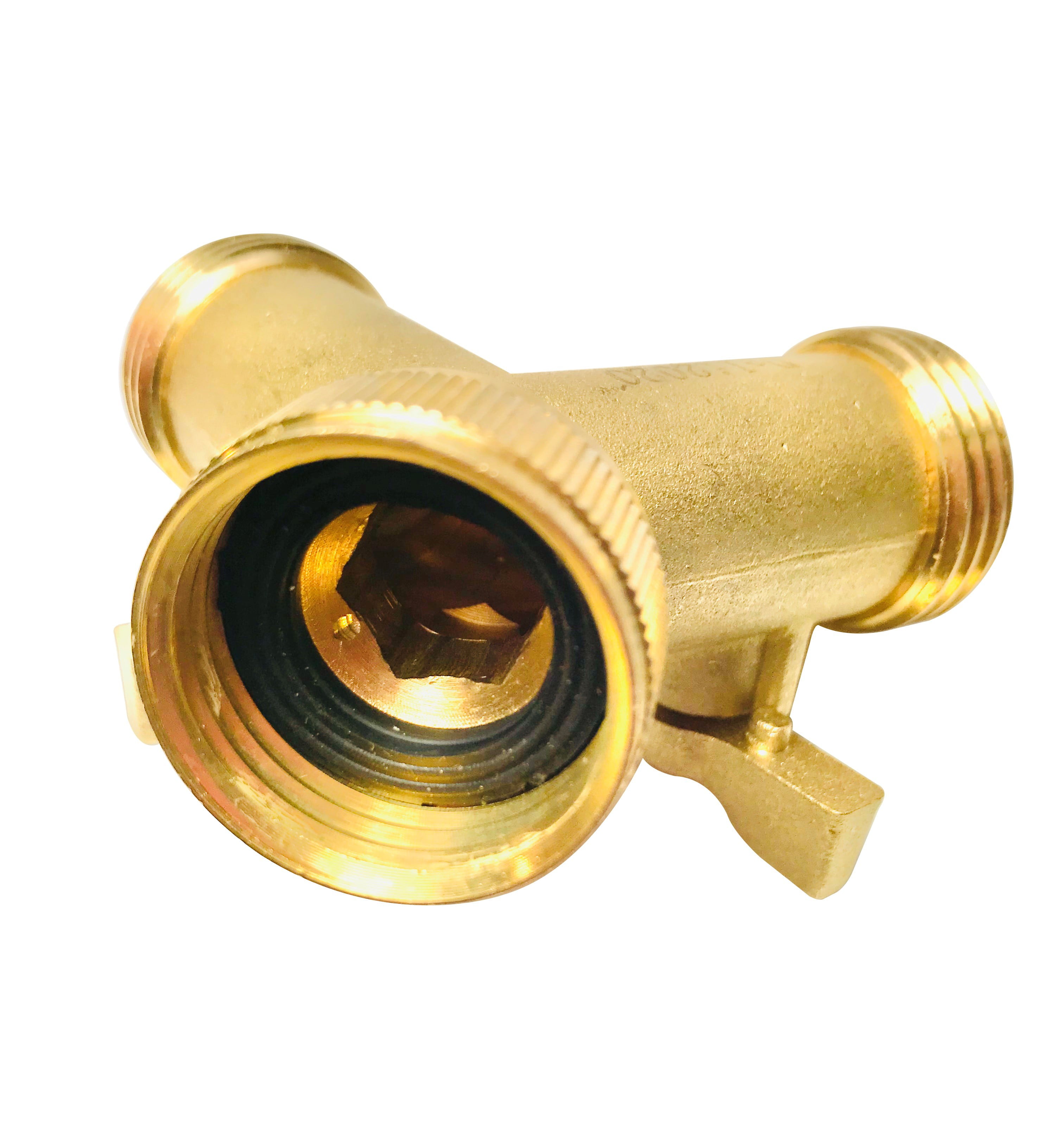 Deli2020 Brass Garden Hose Y Splitter (2 Way Shut-off)， 3/4