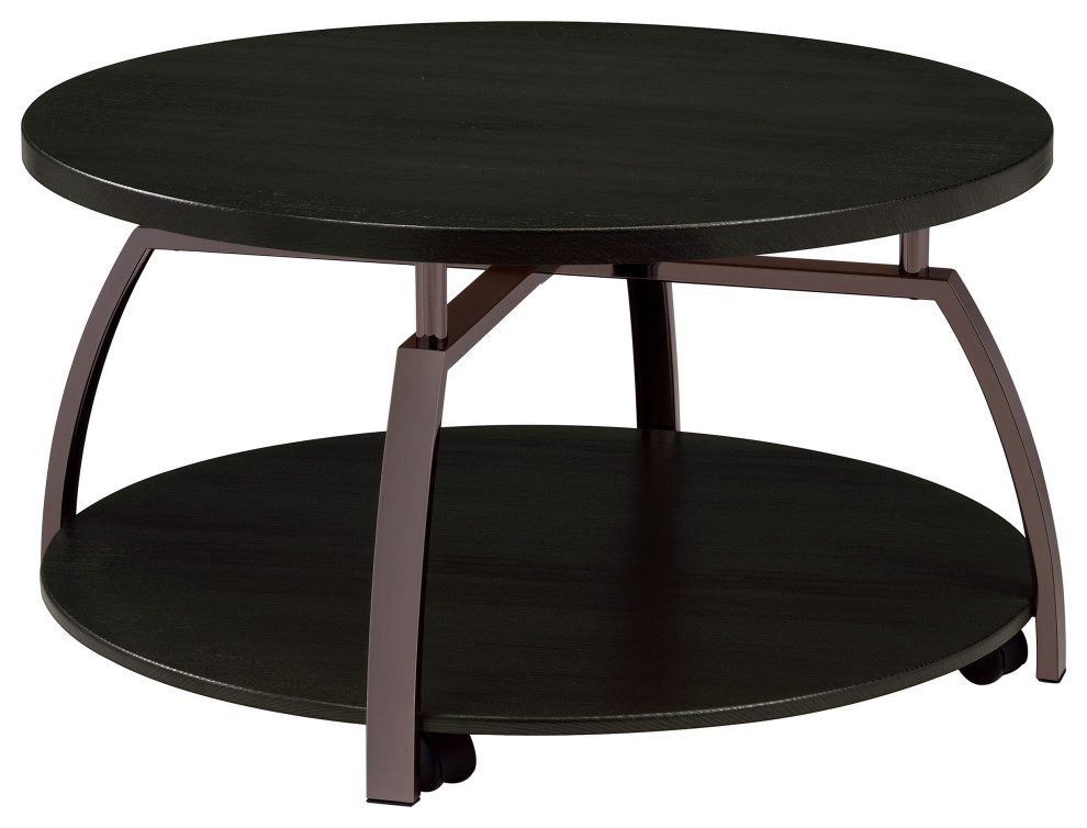 Dacre Round Coffee Table Dark Grey and Black Nickel   Modern   Coffee Tables   by Modon  Houzz