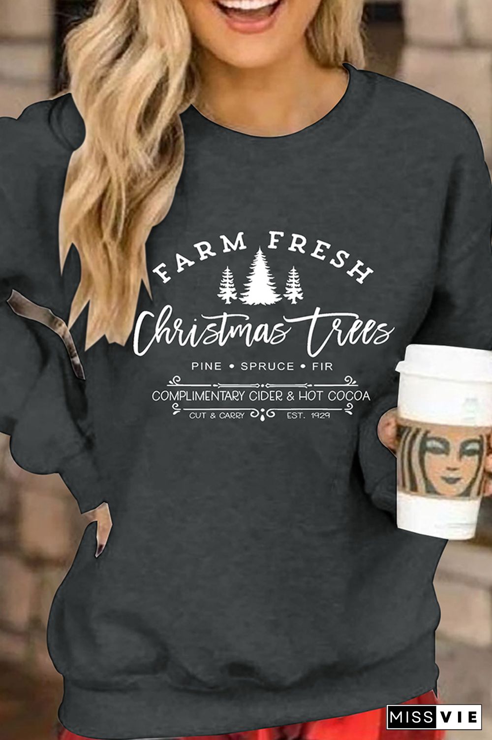 Farm Fresh Christmas Trees Pullover Sweatshirt Women Wholesale