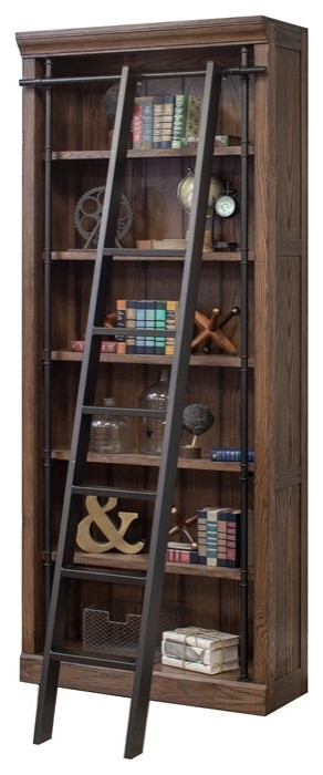 Martin Furniture Avondale 5 Adjustable Shelf Tall Wood Bookcase in Wall Oak   Industrial   Bookcases   by Martin Furniture  Houzz