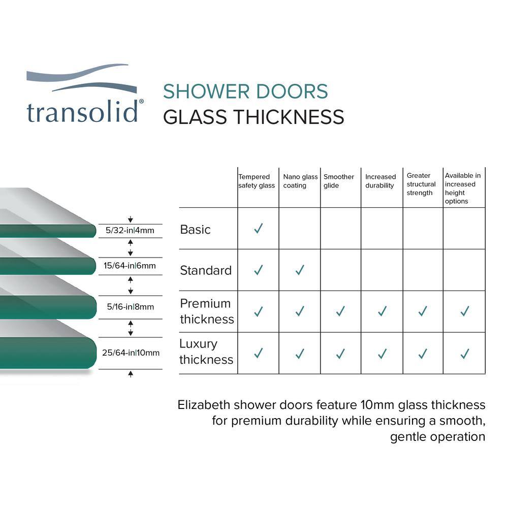 Transolid Elizabeth 56 in. W x 76 in. H Hinged Frameless Shower Door in Matte Black with Clear Glass EHTB555257610C-BK-MB