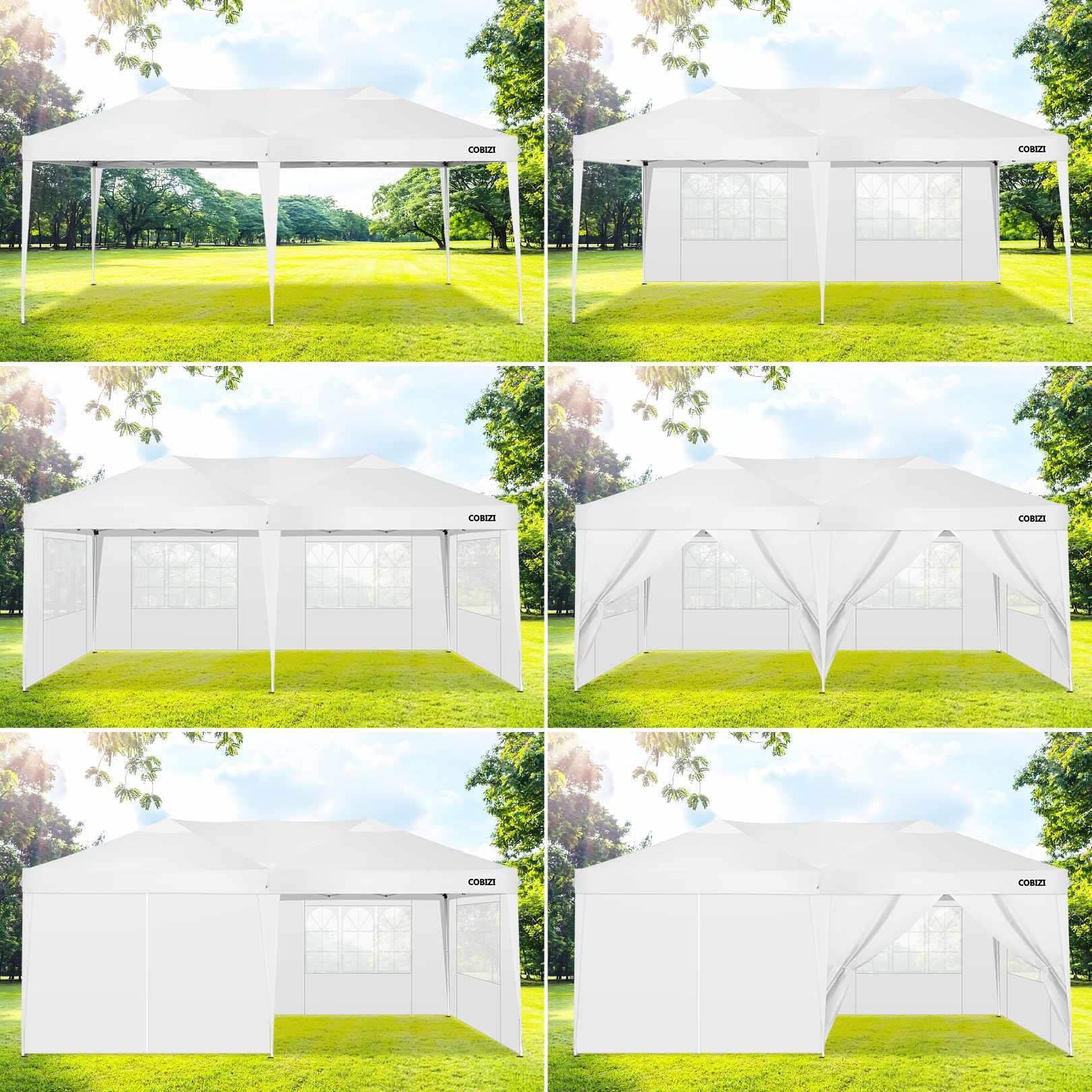 10 x 20ft Pop Up Canopy Tent Instant Outdoor Party Canopy Straight Leg Commercial Gazebo Tent Shelter with 6 Removable Sidewalls and Carrying Bag, White