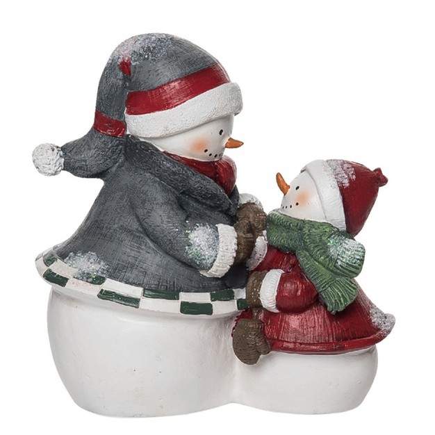 Transpac Resin 6 75 In Multicolored Christmas Quilted Snowman Friends Figurine