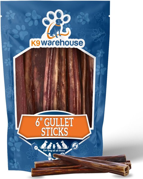 K9warehouse Gullet Sticks 6-inch Beef Flavored Dog Chews， 12 count