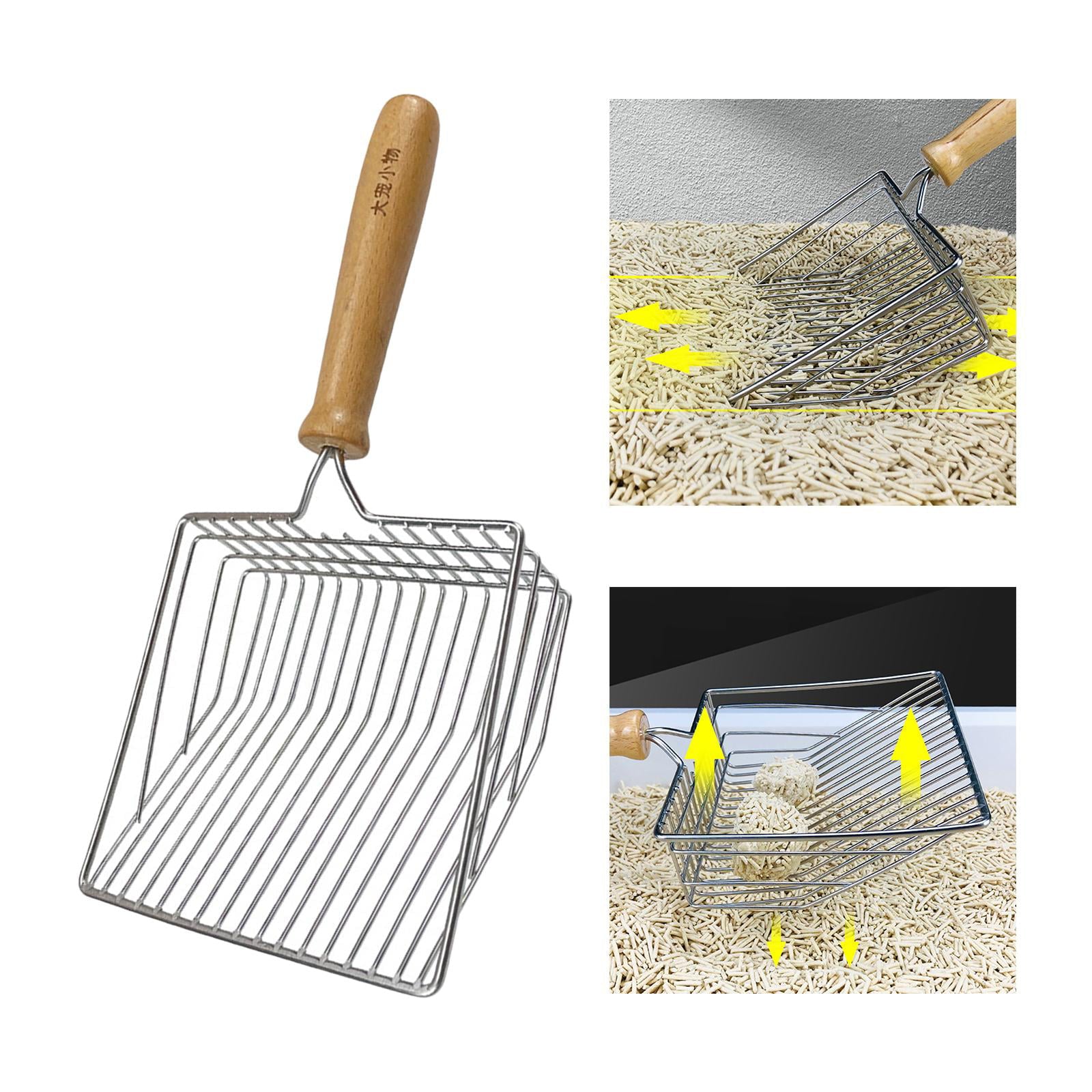 Durable Big Cat Litter Box Scooper Wide Picker Wood Handle Deep Shovel