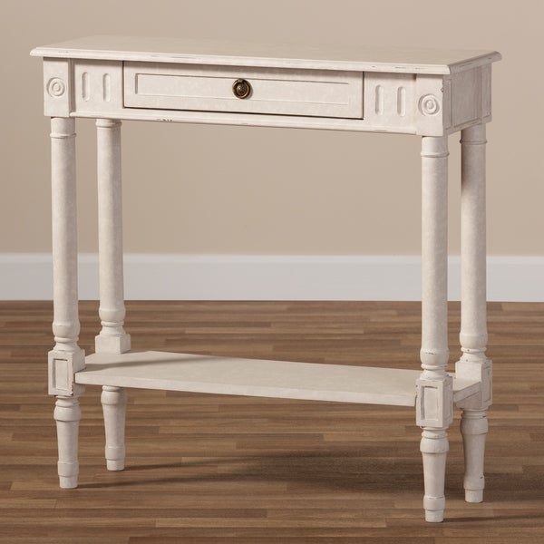 Farmhouse Whitewashed 1-Drawer Console Table by Baxton Studio