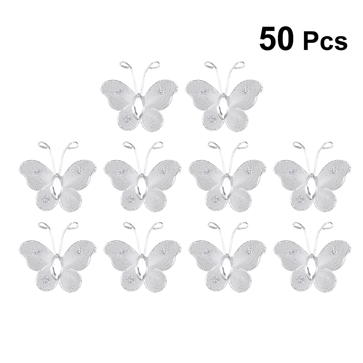 OUNONA Mesh Butterfly Simulation Wedding Decoration Glitter Butterflies Decoration Diy Lace Flash Wire 3D Organza