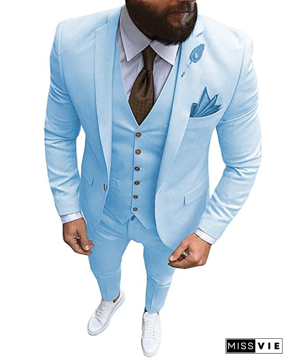 Fashion 3 Pieces Mens Suit Flat Notch Lapel Tuxedos (Blazer+vest+Pants)