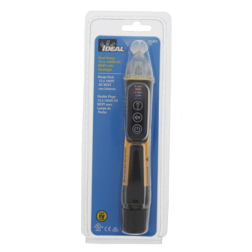 IDEAL Dual Range 12-Volt to 1000-Volt Non-Contact Voltage Sensor with Flashlight 61-657