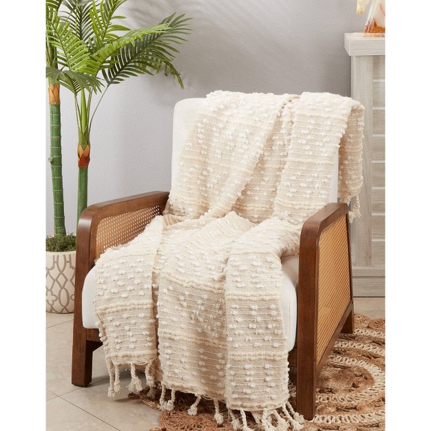 Striped Woven Fringe Throw Blanket Saro Lifestyle