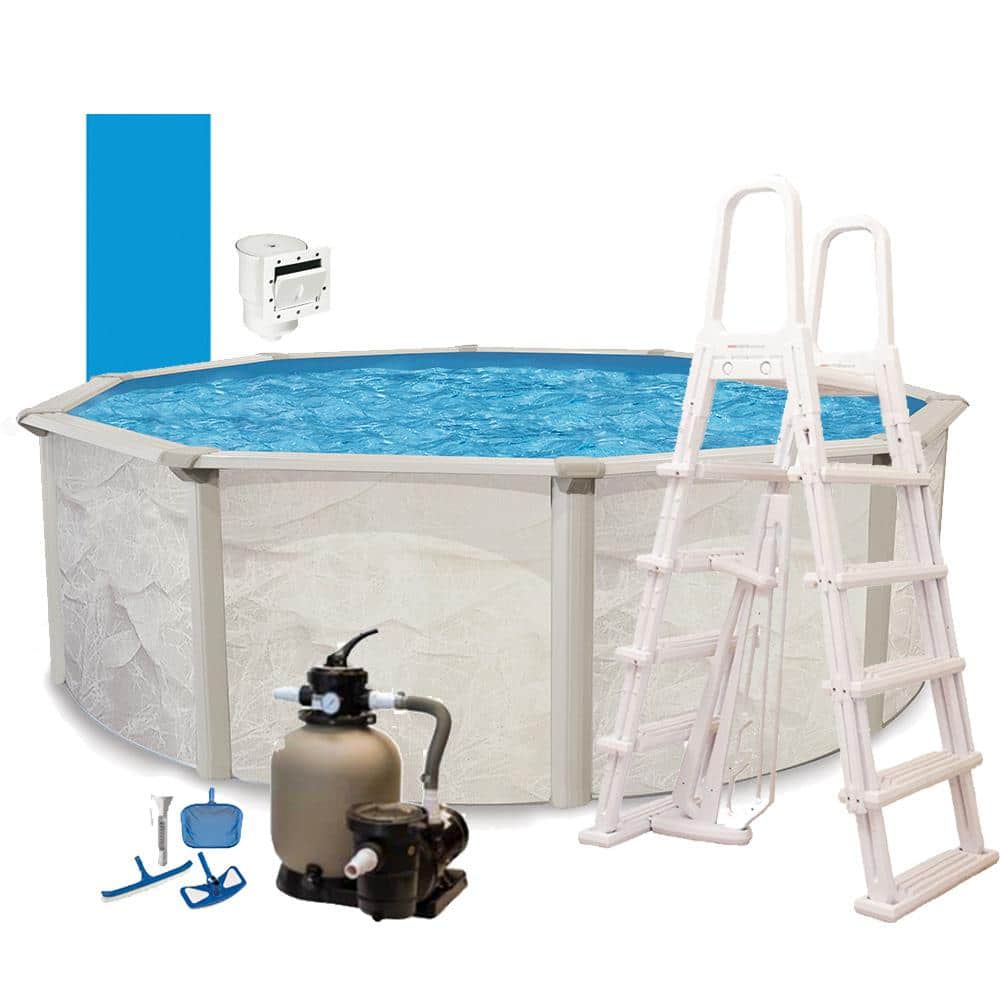 AQUARIAN HomeOasis 18 ft. Round 48 in. D Metal Wall Above Ground Hard Side Pool Package ECHO1848HD