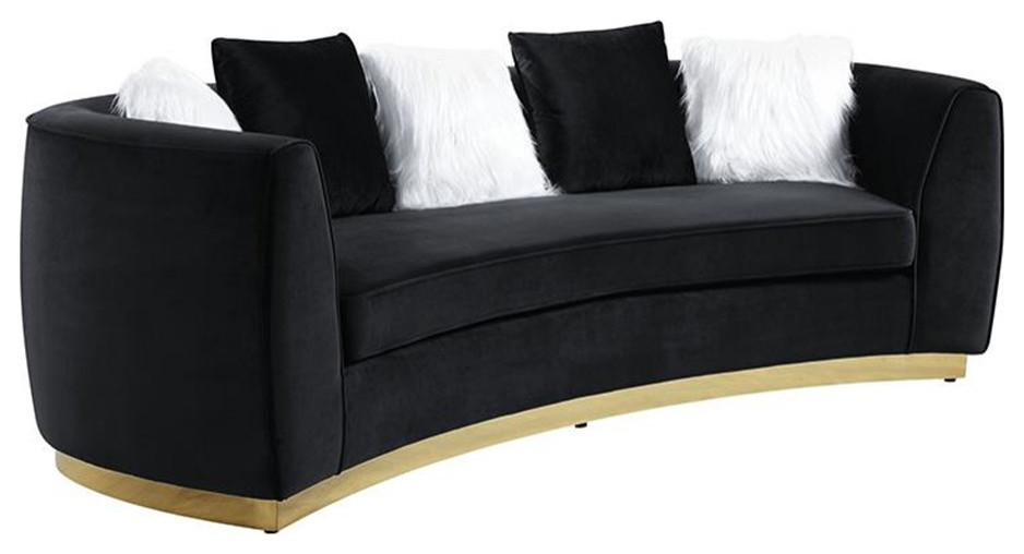 ACME Achelle Sofa with 5 Pillows in Black Velvet   Contemporary   Sofas   by Simple Relax  Houzz