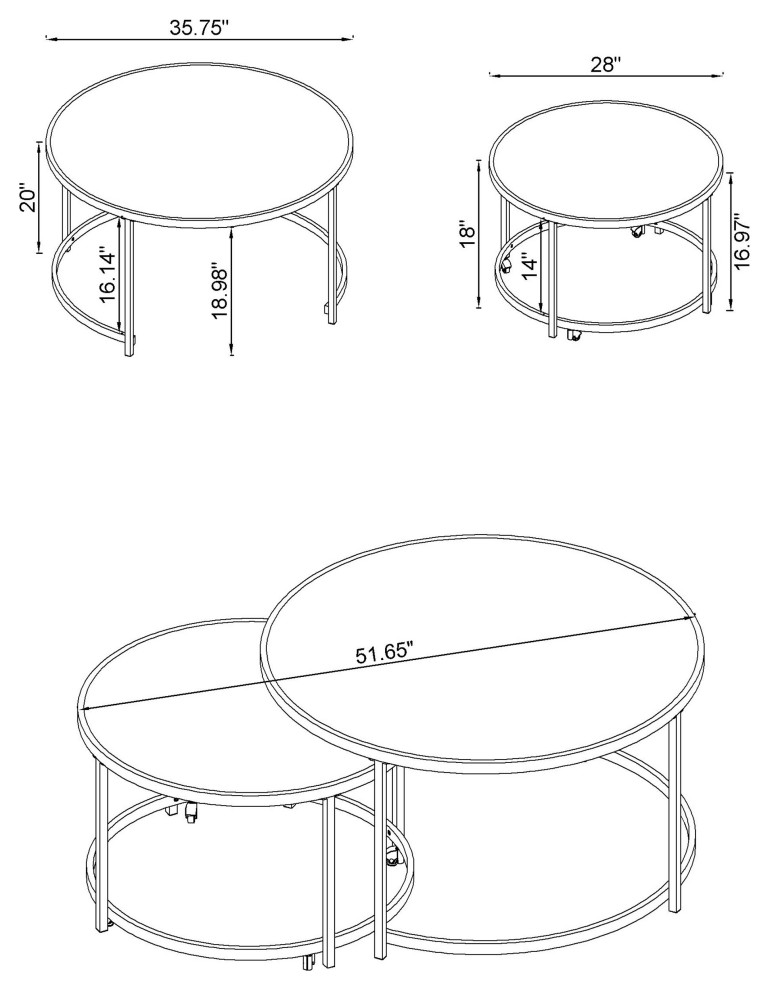 Lynn 2 piece Round Nesting Table White and Chrome   Modern   Side Tables And End Tables   by Modon  Houzz