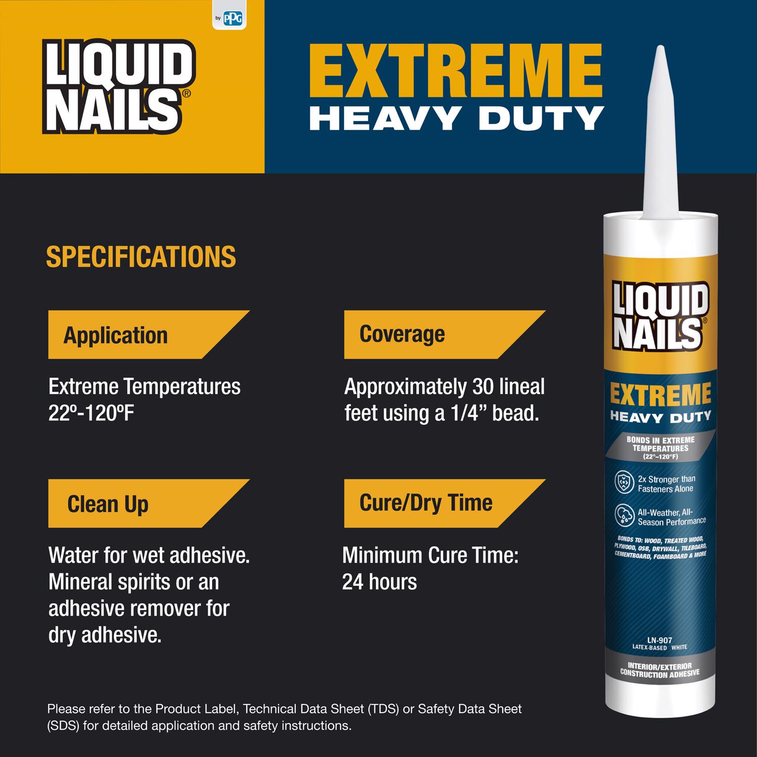 Liquid Nails Extreme Heavy Duty Acrylic Latex Construction Adhesive 10 oz