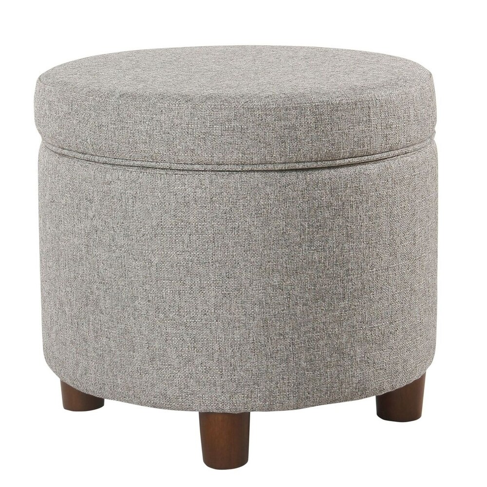 Porch   Den Parkchester Light Gray Tweed Round Storage Ottoman