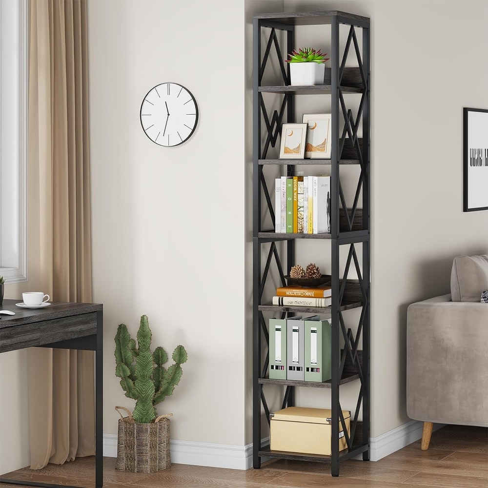 75 Inches Tall Narrow Bookshelf Bookcase