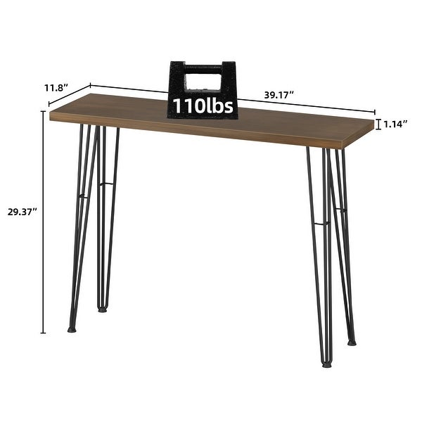 Modern Narrow Industrial Console Table - 39.2 W x 11.8 D x 29.4 H inch