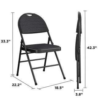 Cosco Commercial XL Comfort Fabric Padded Metal Folding Chair Triple Braced Black 4-Pack 37976TMS4E